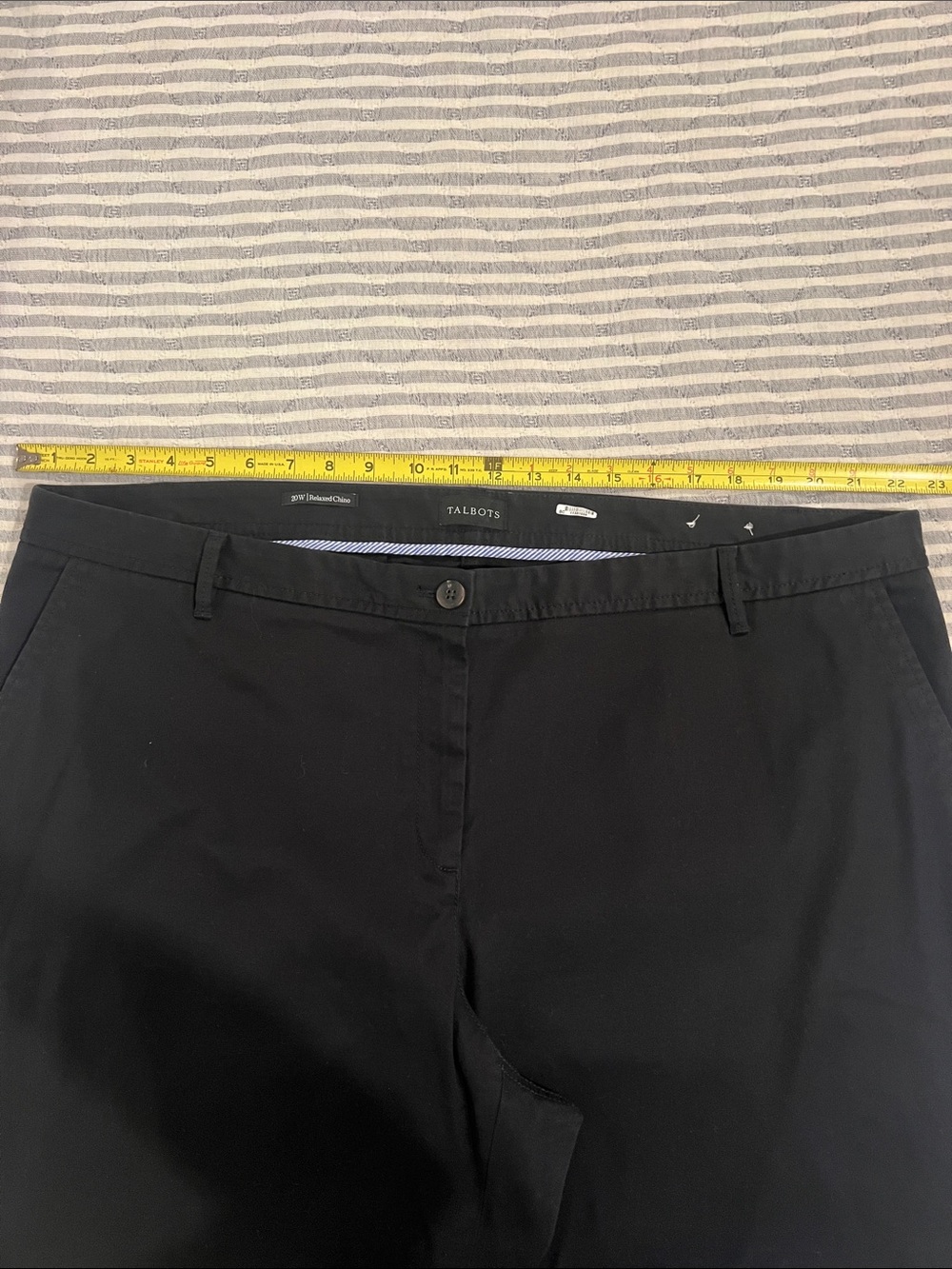 Talbots Relaxed Chino Pants Stretch Cotton Classic Flat Front 20W Black - Picture 6 of 8